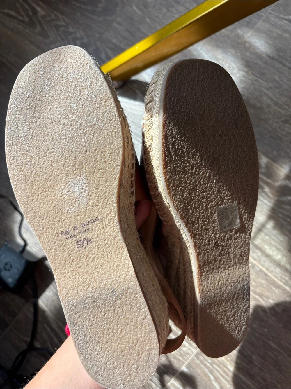 rag & bone Tan Calla Leather Espadrille Wedge Sandal 7.5/37.5 brown leather